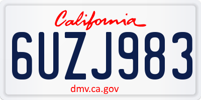 CA license plate 6UZJ983