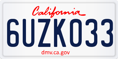 CA license plate 6UZK033
