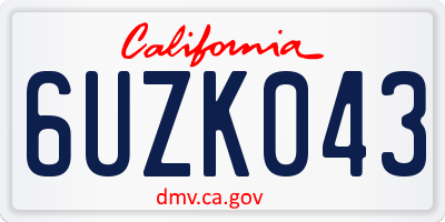 CA license plate 6UZK043