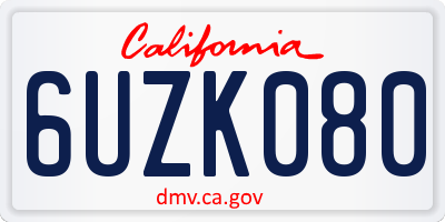 CA license plate 6UZK080