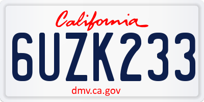 CA license plate 6UZK233
