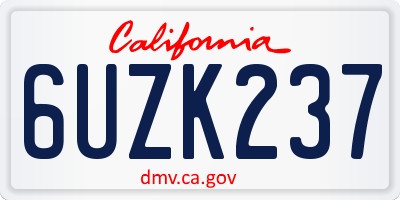 CA license plate 6UZK237