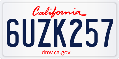 CA license plate 6UZK257