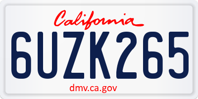 CA license plate 6UZK265