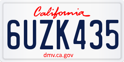 CA license plate 6UZK435