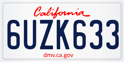 CA license plate 6UZK633