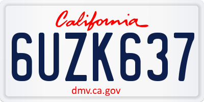 CA license plate 6UZK637