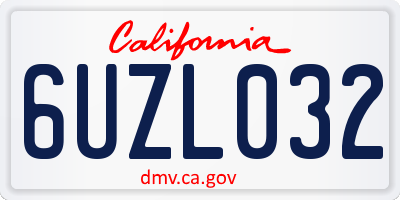 CA license plate 6UZL032
