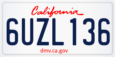 CA license plate 6UZL136