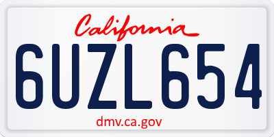 CA license plate 6UZL654