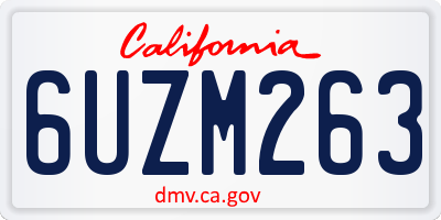 CA license plate 6UZM263