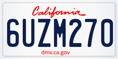 CA license plate 6UZM270