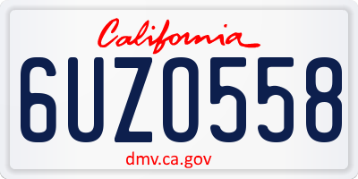 CA license plate 6UZO558