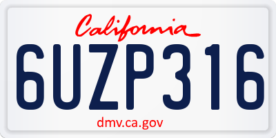 CA license plate 6UZP316