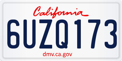 CA license plate 6UZQ173