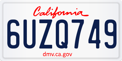 CA license plate 6UZQ749