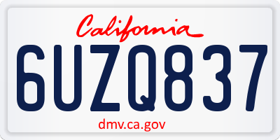 CA license plate 6UZQ837