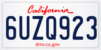 CA license plate 6UZQ923
