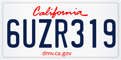 CA license plate 6UZR319
