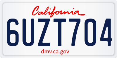 CA license plate 6UZT704