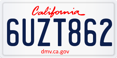 CA license plate 6UZT862