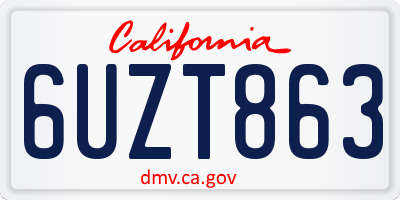 CA license plate 6UZT863