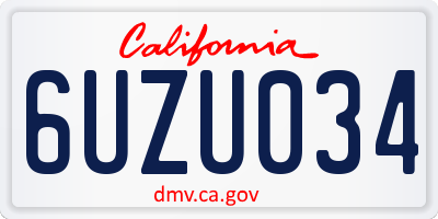 CA license plate 6UZU034