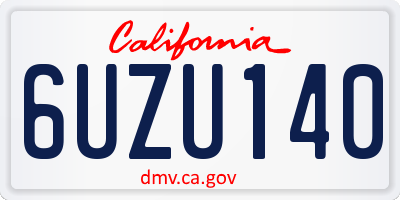 CA license plate 6UZU140