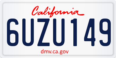 CA license plate 6UZU149