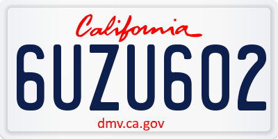 CA license plate 6UZU602