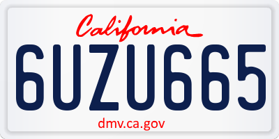 CA license plate 6UZU665