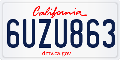 CA license plate 6UZU863