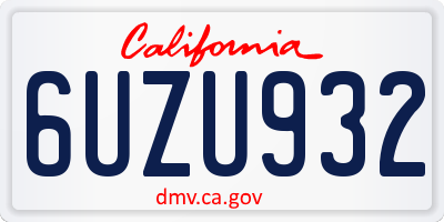 CA license plate 6UZU932