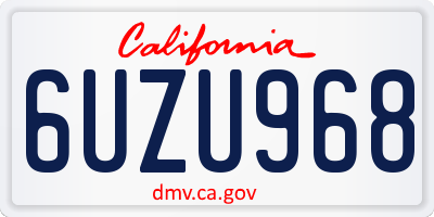 CA license plate 6UZU968