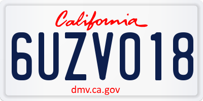 CA license plate 6UZV018