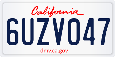 CA license plate 6UZV047