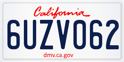 CA license plate 6UZV062
