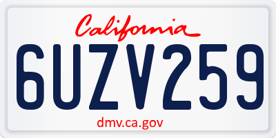 CA license plate 6UZV259