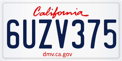 CA license plate 6UZV375