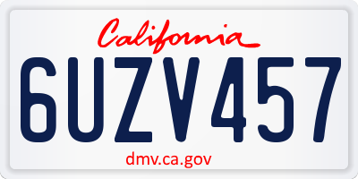 CA license plate 6UZV457