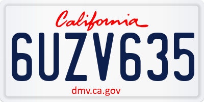CA license plate 6UZV635