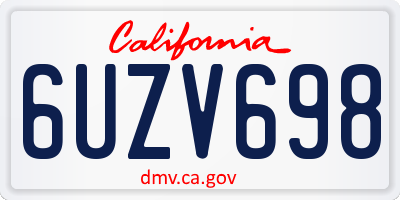 CA license plate 6UZV698