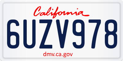 CA license plate 6UZV978