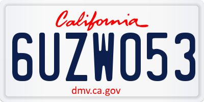 CA license plate 6UZW053