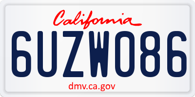 CA license plate 6UZW086