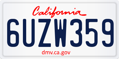 CA license plate 6UZW359