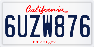 CA license plate 6UZW876