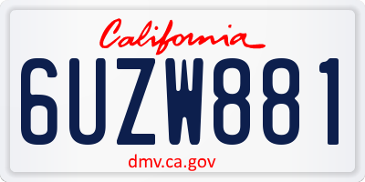 CA license plate 6UZW881