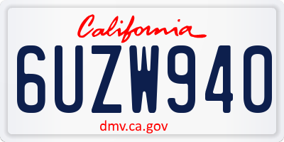 CA license plate 6UZW940