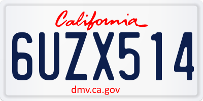 CA license plate 6UZX514